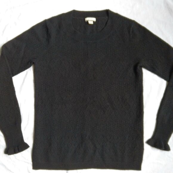 J.Crew Cashmere Sweater Pointelle Black Women's Size XXS - Picture 3 of 15